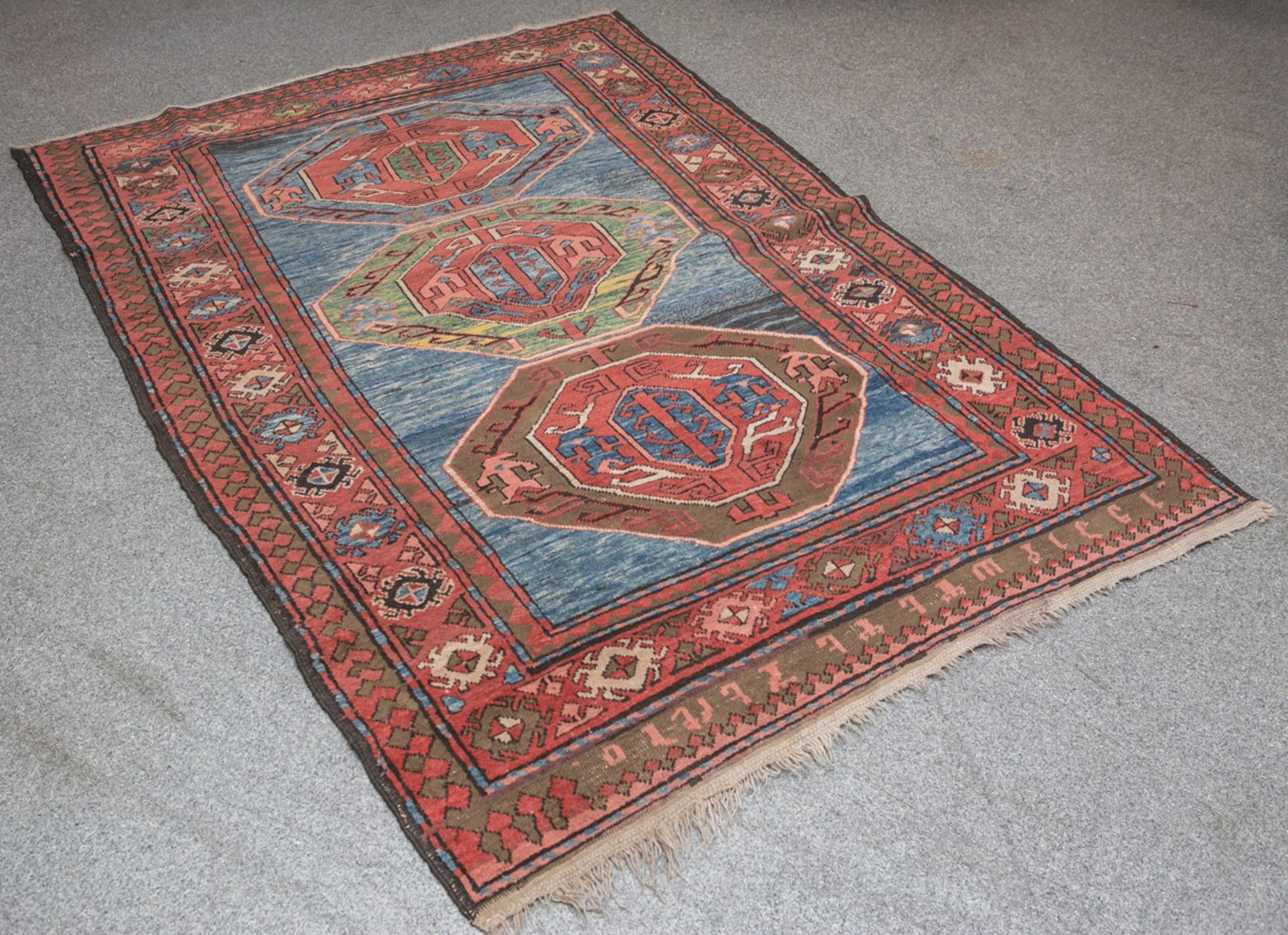 Kasak Teppich (Kaukasus, wohl 19. Jahrhundert), Wolle auf Wolle, handgeknüpft,