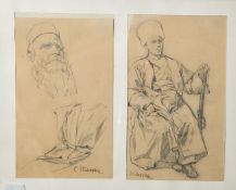 Häberlin, Carl von (1832-1911), zwei Bleistiftzeichnungen/Skizzenblätter, unten rechts und