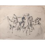 Reppert-Bismarck, Jack (Hans) von (1861 Magdeburg-?), Reiter und Pferde, Skizze, Aquarell,