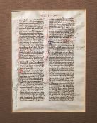 Einzelseite aus einer mittelalterlichen Bibel (Frankreich, um 1290), Handschrift auf