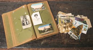 Altes Postkartenalbum (20. Jahrhundert), m. ca. 190 Postkarten u. Fotos, u.a. Ansichten,
