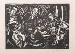 Unbekannter Künstler (wohl 19./20. Jahrhundert), drei Frauen auf einem Sofa (1918),