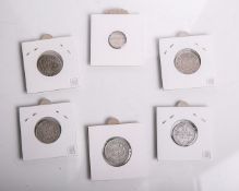 Konvolut von 6 Kleinmünzen aus Silber (Preussen), bestehend aus: 1x 1/12 Thaler (1752, B,