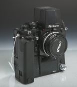 Kamera "Nikon F3 / MF-14" m. Blitzlicht, Gehäusenr. 1692036 bzw. 373333, Blitz DA-2 u.