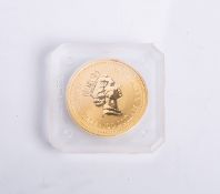 Goldmünze 100 Dollar (Australien, 1990), Australian Nugget, 1 OZ (1 Unze), gekapselt.