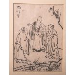 Naonobu, Kano (1607-1650), Darstellung von drei Männern im Gespräch, wohl