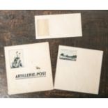 Umschlag "Artillerie-Post" m. Briefvordrucken u. -umschlägen (2. WK), Driesen-Verlag