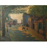 Hecker, Max (1864 - 1945), belebte Straßenszene wohl in Norddeutschland, Öl/Lw., li. u.