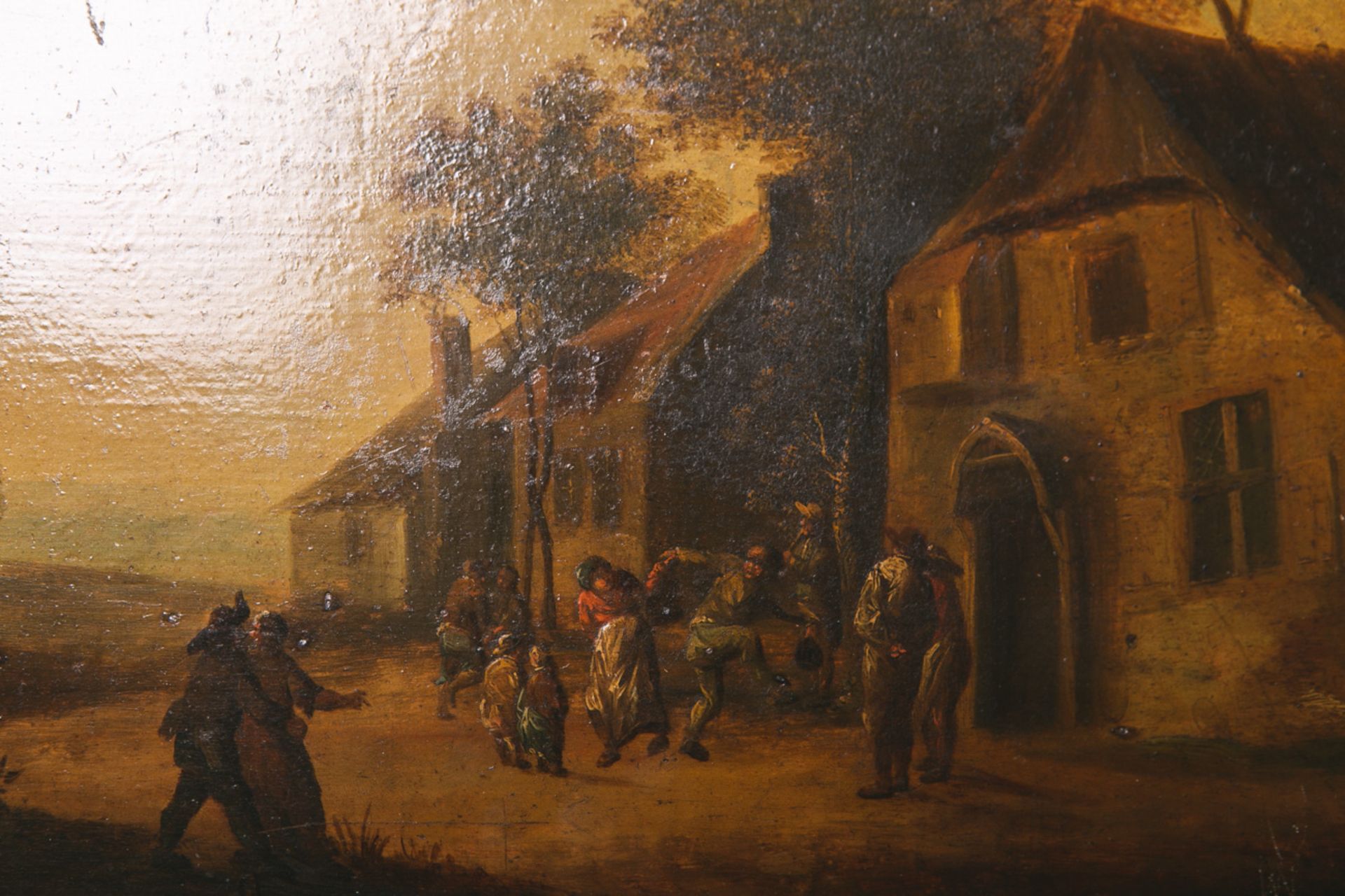 David Teniers III. (1638 - 1685), Darstellung eines tanzenden Bauernvolkes, Öl/Holztafel, - Bild 3 aus 3