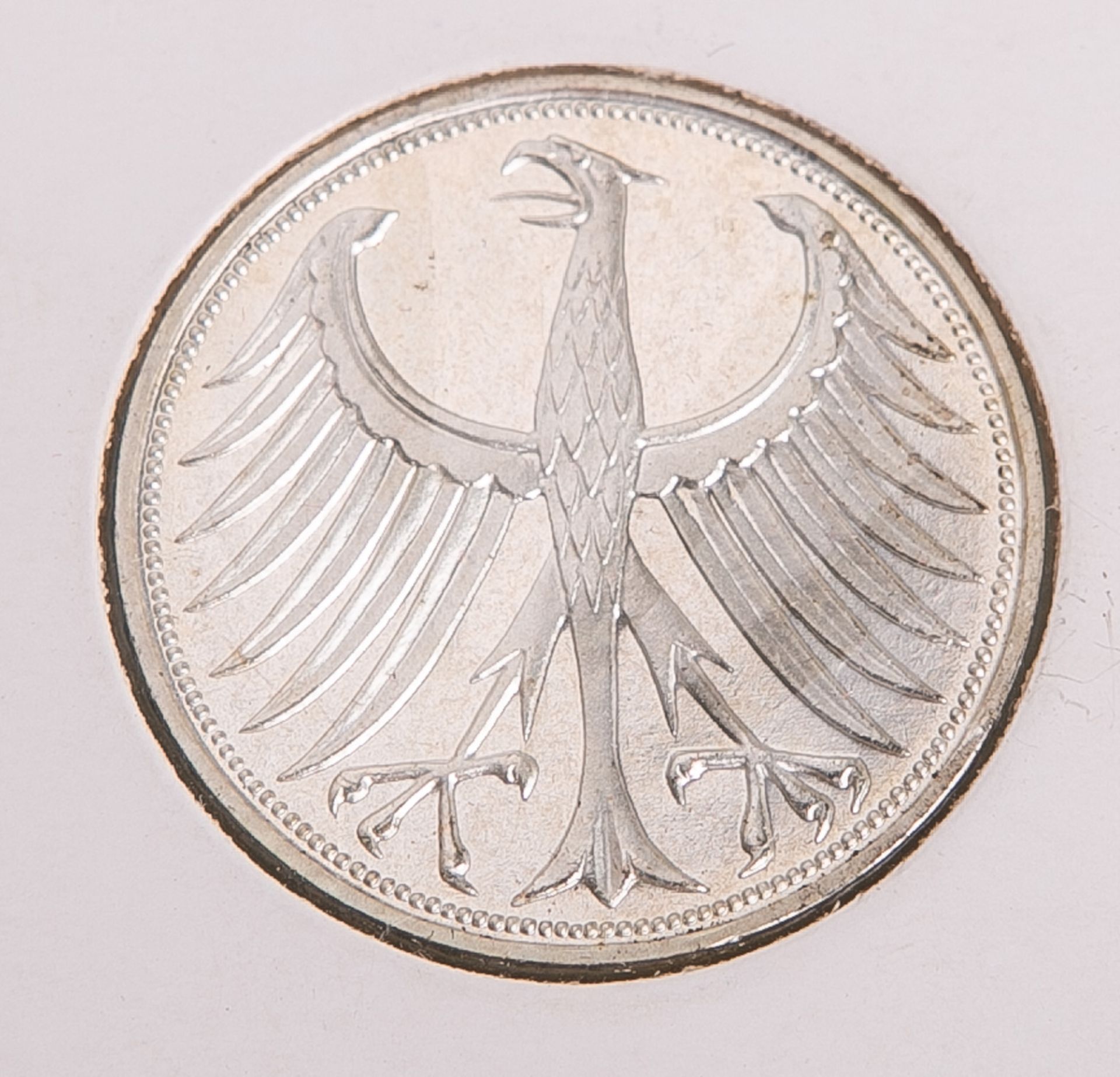 5 DM-Münze "Silberadler" (BRD, 1968), Münzprägestätte: J, eingeschweißt. PP. - Image 2 of 2