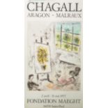 Chagall, Marc (1887 - 1985), Ausstellungsplakat für Chagall-Ausstellung "Aragon - Malraux"