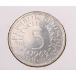 5 DM-Münze "Silberadler" (BRD, 1968), Münzprägestätte: J, eingeschweißt. PP.