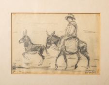 Unbekannter Künstler (20. Jahrhundert), Darstellung von zwei Eseln m. einem Eselreiter,
