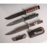 Konvolut von 3 Jagdmessern, bestehend aus: 1x Under 440C Kentucky Bowie (Nr. 101020, HRC58, Carl