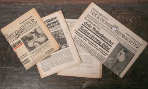 Konvolut verschiedener Zeitungen (2. WK/Drittes Reich), bestehend aus: "VölkischerBeobachter-