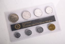 DDR-Umlaufmünzensatz (1987), 1 Pfennig bis 5 Mark, Münzprägestätte: A, eingeschweißt. St.