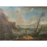 Zais, Giuseppe (1709 - 1784), südliche Landschaft m. Wasserfall m. Tobias und dem Engel,Öl/Lw.,