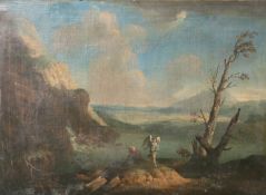 Zais, Giuseppe (1709 - 1784), südliche Landschaft m. Wasserfall m. Tobias und dem Engel,Öl/Lw.,