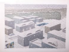 Rasche, Siegfried (20. Jahrhundert/neuzeitlich), "Schneefall" (1981), Offset-Lithographie,unten