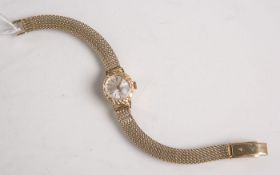 Damenarmbanduhr "Omega" (wohl 1950-60er Jahre), Handaufzug, Gehäuse 750 GG, Band 333 GG,weißes