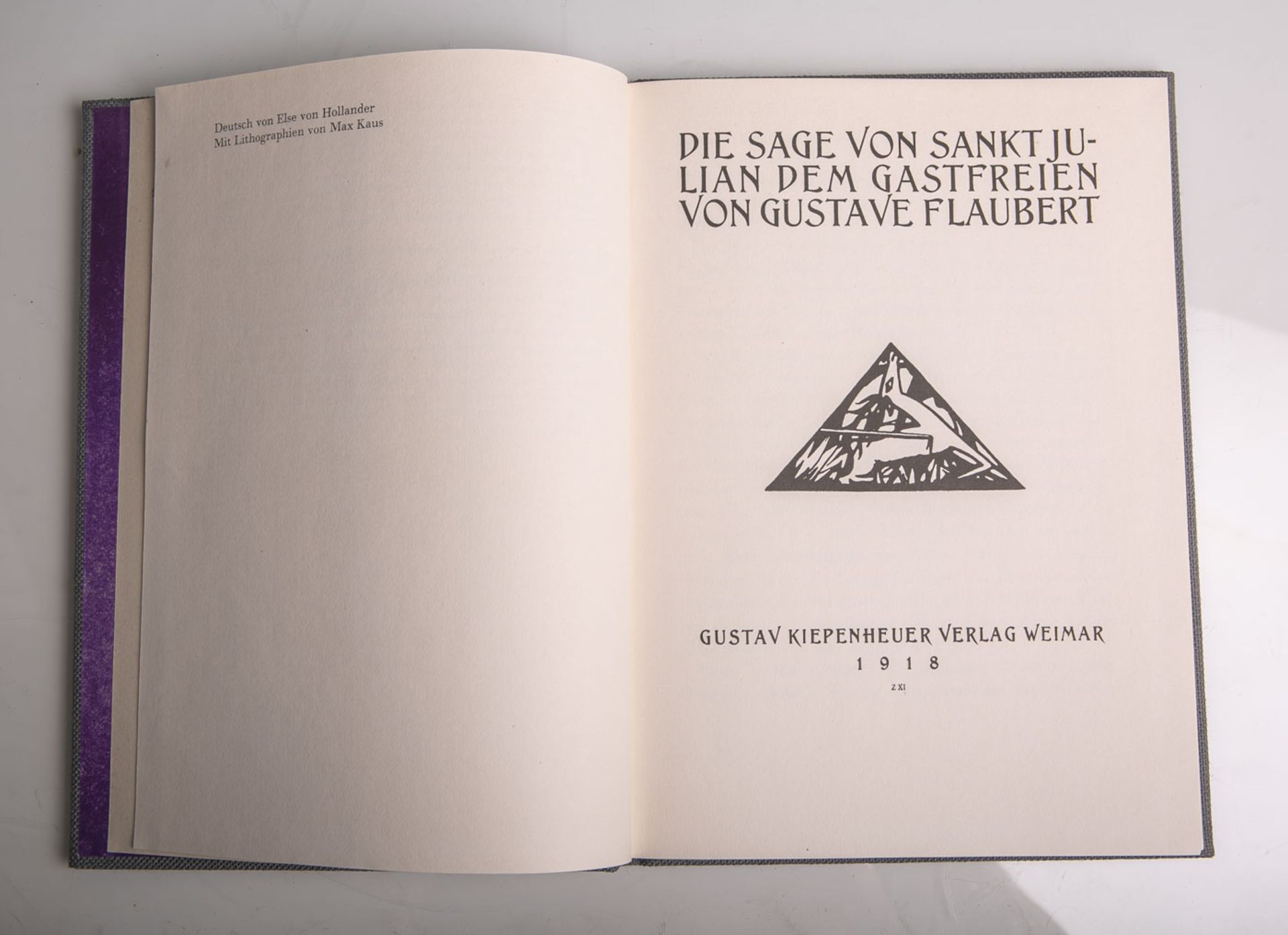 Flaubert, Gustave, "Die Sage von Sankt Julian dem Gastfreien", Gustav Kiepenheuer VerlagWeimar 1918,