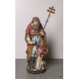 Holzfigur wohl vom Heiligen Gregor (20. Jahrhundert), vollplastisch geschnitzt, polychromeFassung,