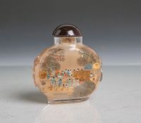 Japanische Snuff bottle (Alter unbekannt), farbloses Glas, von innen wohl bemahlt, Größeca. 7 x 6,