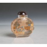 Japanische Snuff bottle (Alter unbekannt), farbloses Glas, von innen wohl bemahlt, Größeca. 7 x 6,