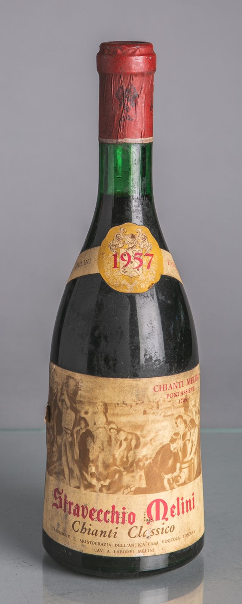 2 Flaschen von Stravecchio Melini, Chianti Classico (1952), Rotwein, je 0,75 L. Imklimatisierten