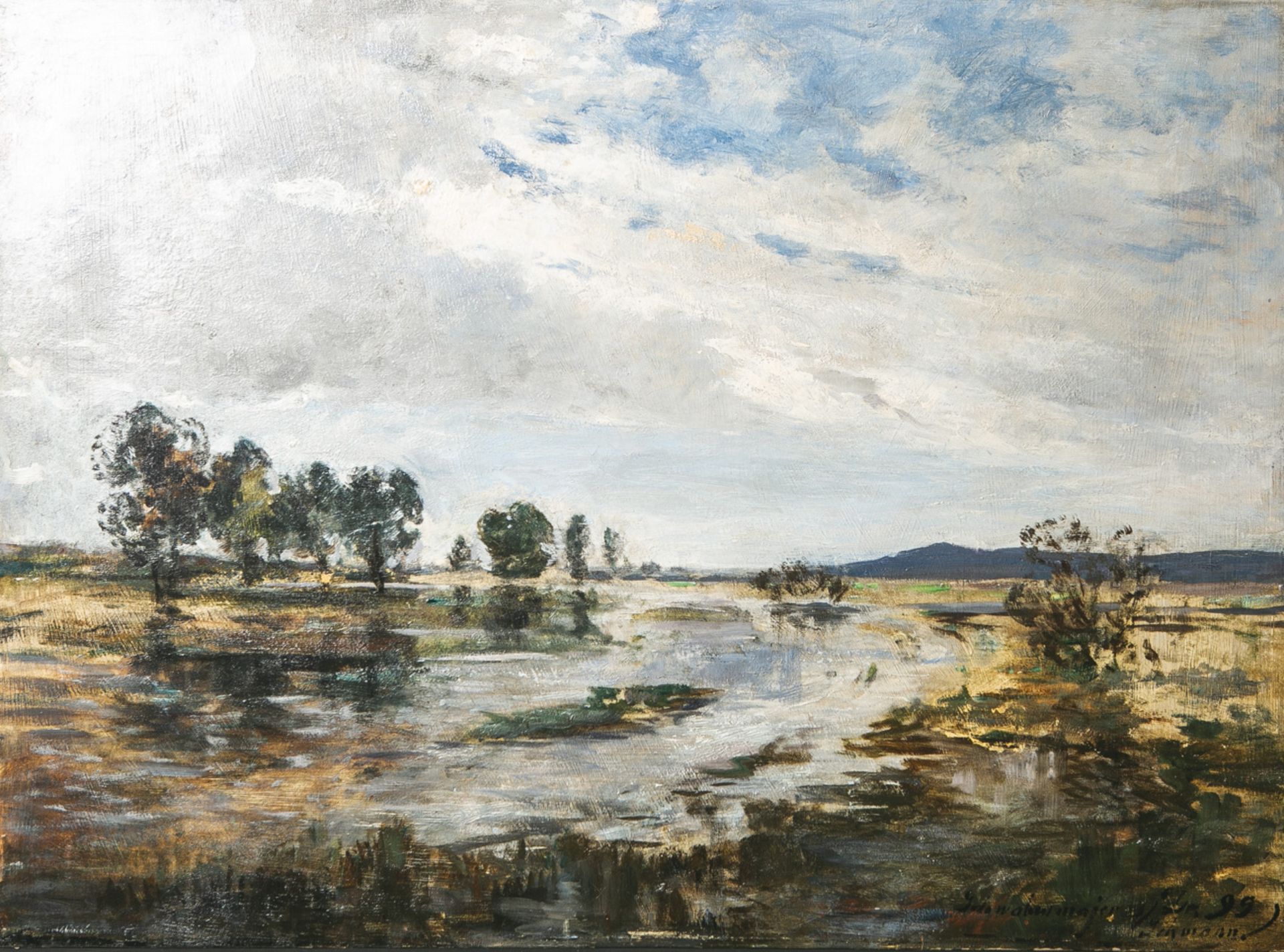 Majer, Gustav (gen. Schwabenmajer, 1847 - 1900), "Schwann", Herbstlandschaft inBaden-Württemberg,