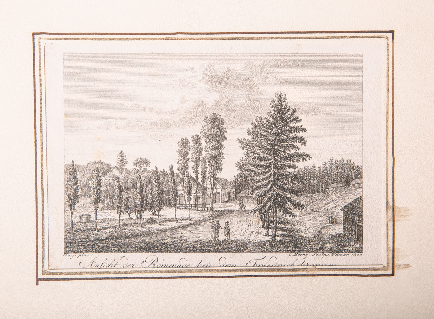 Horny, Conrad (1764 - 1807), Ansicht der Promenade bei dem Friedrichsbrunnen, Radierung,in der