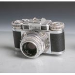 Braun-Fotokamera "Paxette" (Nürnberg), Steinheil München -E-, Cassarit, 1:2,8/45 mm.