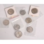 Konvolut von 8x 5-DM-Münzen (BRD), Silberadler, bestehend aus: 1x 1951 D, 2x 1958 G, 1x1958 D, 2x