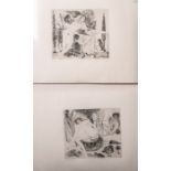 Unbekannter Künstler (20. Jahrhundert), Konvolut von 2 Druckgrafiken m. erotischenDarstellungen,