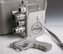Filmkamera Nizo Heliomatic Trifo, 2x8 mm, vollständig, m. Gebrauchsanweisung, in orig.Tragetasche.