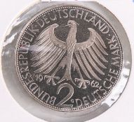2 DM-Münze "Max Planck" (BRD, 1962), Münzprägestätte: G, Aufl. 130 Stück, eingeschweißt.PP.
