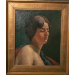 Unbekannter Künstler (wohl um 1900/20), Portrait einer jungen Dame, den Kopf nach rechtszum