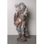 Holzfigur des Hl. Johannes mit Lamm (20. Jahrhundert), geschnitzt, polychrome Fassung, rs.