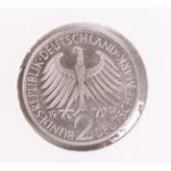 2 DM-Münze "Max Planck" (BRD, 1957), Münzprägestätte: J, Aufl. 370 Stück, eingeschweißt.PP.