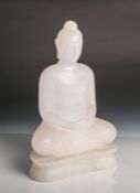 Meditierender Buddha in Sitzhaltung auf Lotusblütenthron (wohl Thailand, Alter unbekannt),gearbeitet