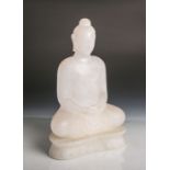 Meditierender Buddha in Sitzhaltung auf Lotusblütenthron (wohl Thailand, Alter unbekannt),gearbeitet