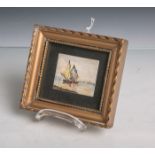 Unbekannter Künstler (wohl 20. Jahrhundert), Darstellung der Fischerboote, Miniaturgemäldeauf