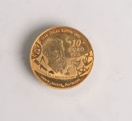 10 Euro-Goldmünze "Jules Verne" (2005), Feingold, Dm. ca. 22 mm, Gewicht ca. 8,45 g.(15747)