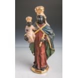 Holzfigur Hl. Madonna m. Jesusknaben (wohl 19. Jahrhundert), Gesichter u. Hände in