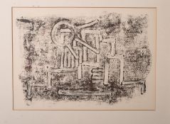 Unbekannter Künstler (wohl 20. Jahrhundert), abstrakte Komposition, Holzschnitt aufBüttenpapier,