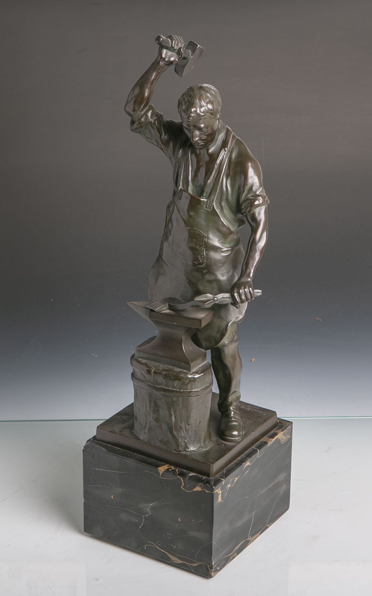 Schmidt-Felling, Julius Paul (1835 - 1920), Der Schmied, Bronze, sign. u. gestempelt"Echte