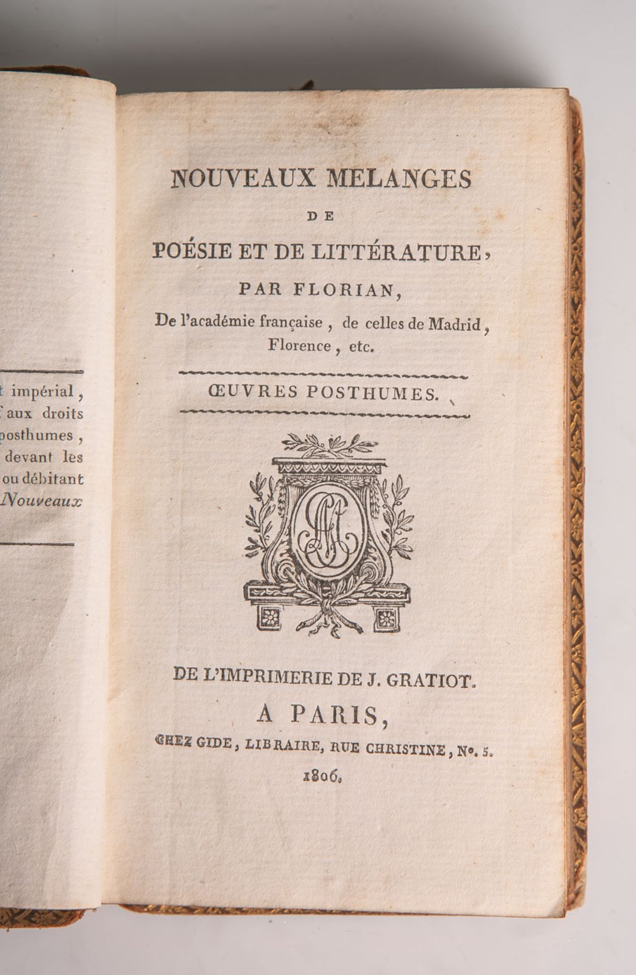"Oeuvres Posthumes de Florian", Neue Poesiemischungen u. Literatur durch M. de Florian,Ausgabe in