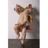 Holzfigur eines kleinen Engels/Putto (20. Jahrhundert), vollplastisch geschnitzt,polychrome Fassung,