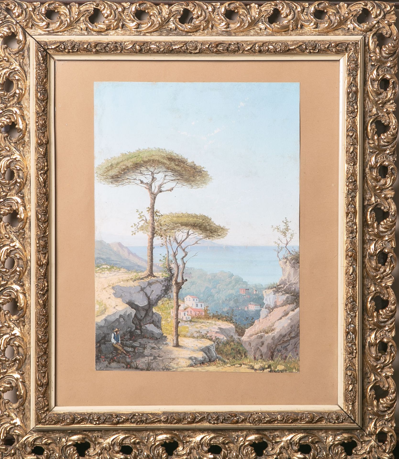 Unbekannter Künstler (wohl 19./20. Jahrhundert), Landschaftsdarstellung (wohl Italien),Aquarell/