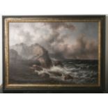 Martin (wohl engl. Maler des 19. Jahrhunderts), Meereslandschaft, Öl/Lw., mittig u. sign.,ca. 73,5 x